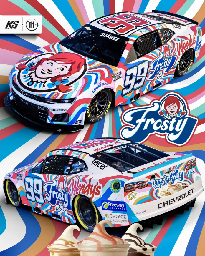 Daniel Suarez's Talladega race Wendys-inspired paint scheme