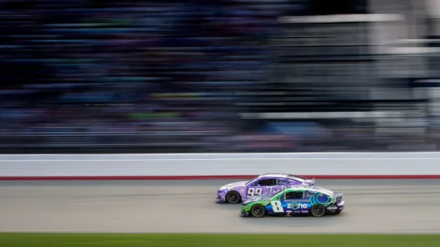 Daniel Suarez advantage NASCAR Mexico podium ceremony