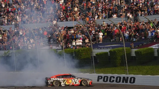Denny Hamlin close to 8th Pocono victory in fuel race