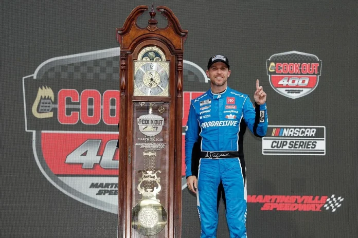 Dale Earnhardt Jr. Martinsville trophy reaction