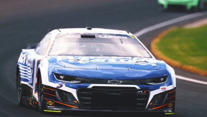 Kyle Larson reacts to Friesen crash