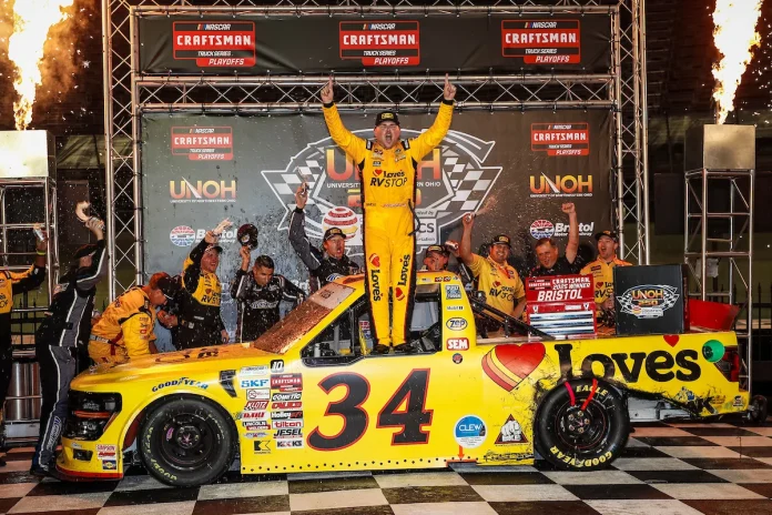 Layne Riggs Bristol playoff race win
