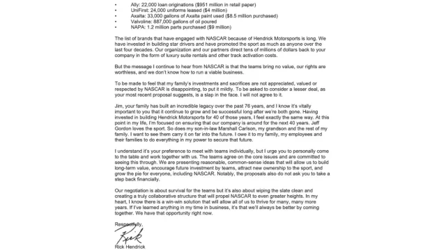 Rick Hendrick, 23XI Racing, Front Row Motorsports, NASCAR Team, Rick Hendrick NASCAR lawsuit settlement